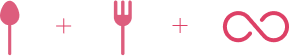 로고의 모티브가 된, 수저, 포크, 무한대 기호